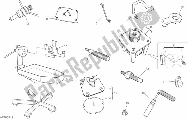 All parts for the 01b - Workshop Service Tools of the Ducati Superbike 959 Panigale ABS USA 2017